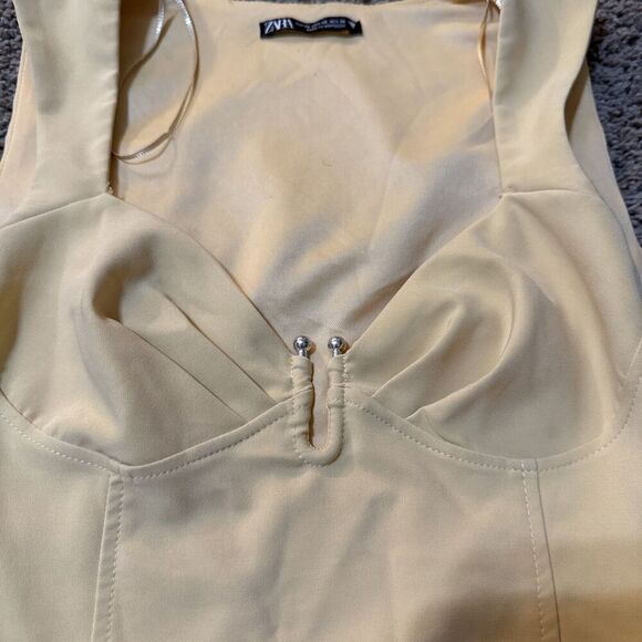 Zara Womens Metal Pastel Race Chic Luxury Piece Bodysuit Yellow Size XS 8605/318 - Picture 2 of 16
